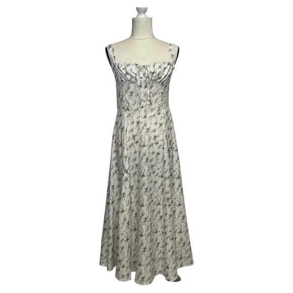 Floral Bustier Midriff Waist Shaper Midi Summer Dress Size Small - Picture 1 of 14
